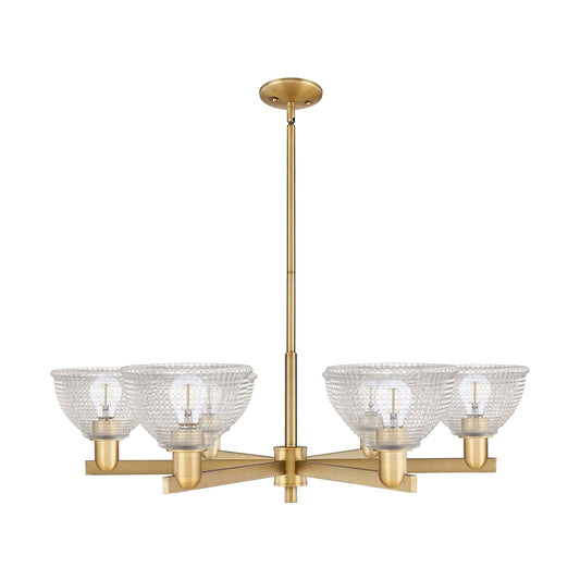 Innovations Arietta 38in 6-Light Chandelier | Industrial Brushed Brass and Clear Glass | Dining Room & Living Room | Model 716-6CR-BB-G422