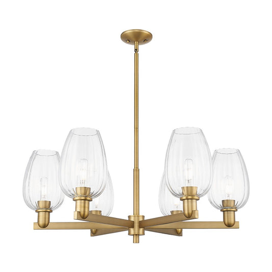 Innovations Preston 6Lt 24" Flute Stem Chandelier, BB/CL - 716-6CR-BB-G457-6CL