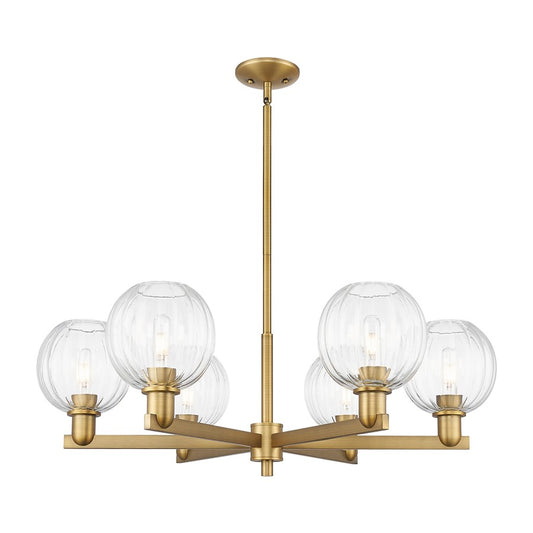 Innovations Preston 6Lt 24" Globe Stem Chandelier, BB/CL - 716-6CR-BB-G458-7CL