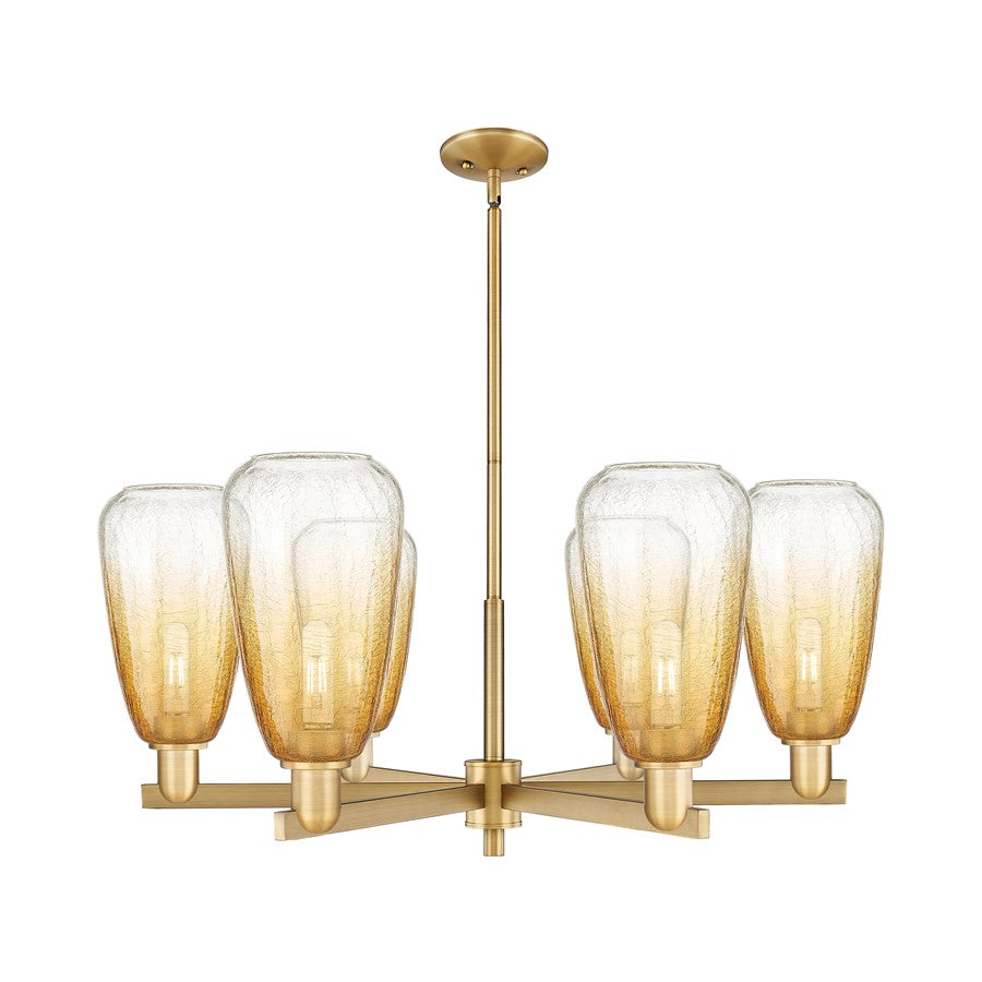 Innovations BH Almond 6Lt 24" Stem Chandelier, BB/AM - 716-6CR-BB-G480-6AM