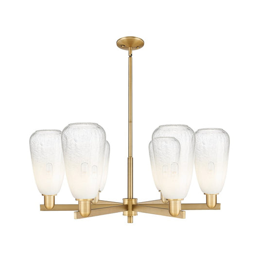 Innovations BH Almond 6Lt 24" Stem Chandelier, BB/OP - 716-6CR-BB-G480-6OP