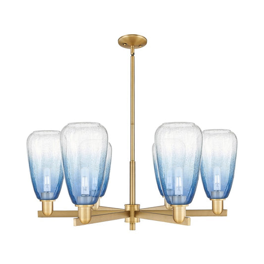 Innovations BH Almond 6Lt 24" Stem Chandelier, BB/SB - 716-6CR-BB-G480-6SB