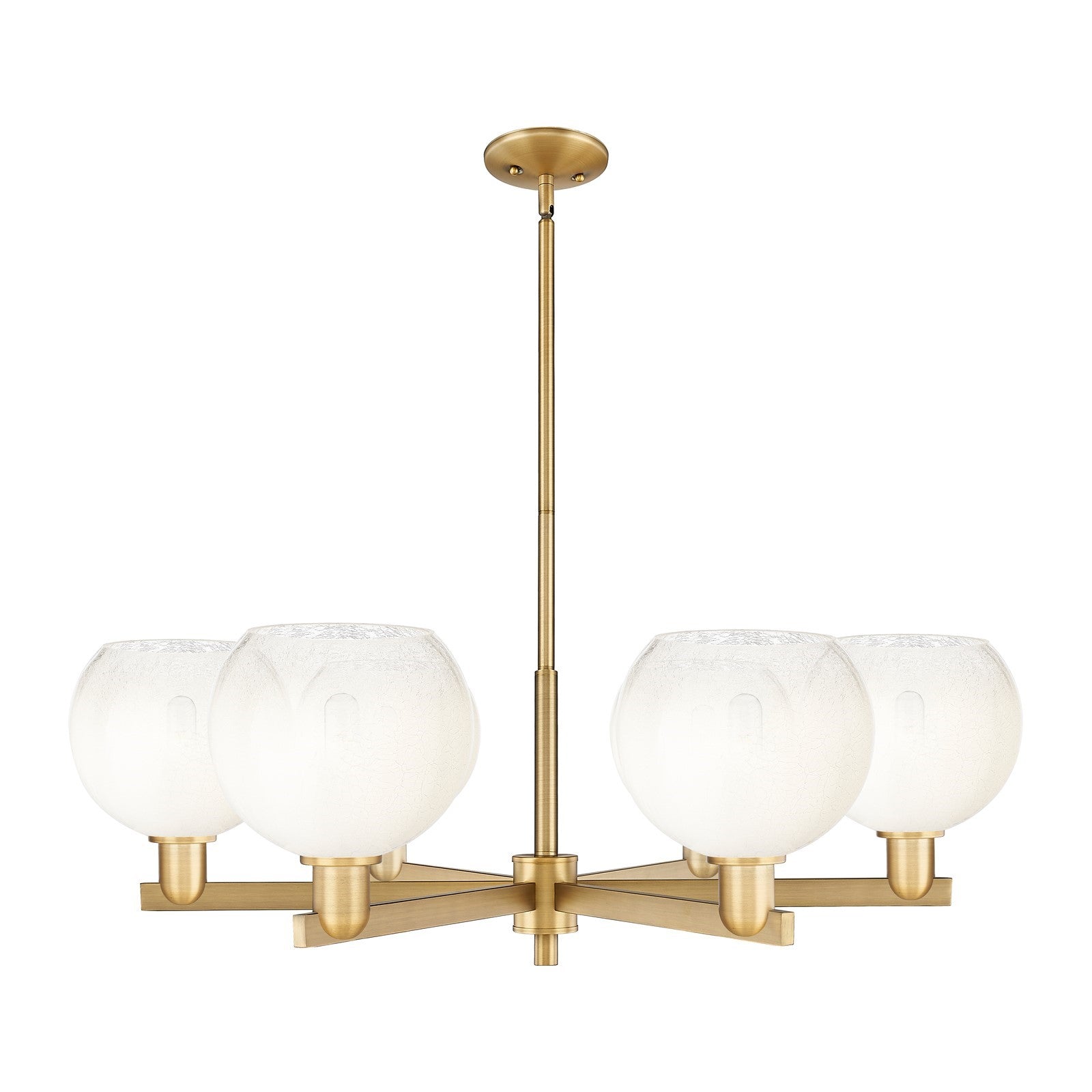 Innovations Brookhaven Globe 38in 6-Light Chandelier | Industrial Brushed Brass Steel and Opal Glass | Dining Room & Living | Model 716-6CR-BB-G483-8OP