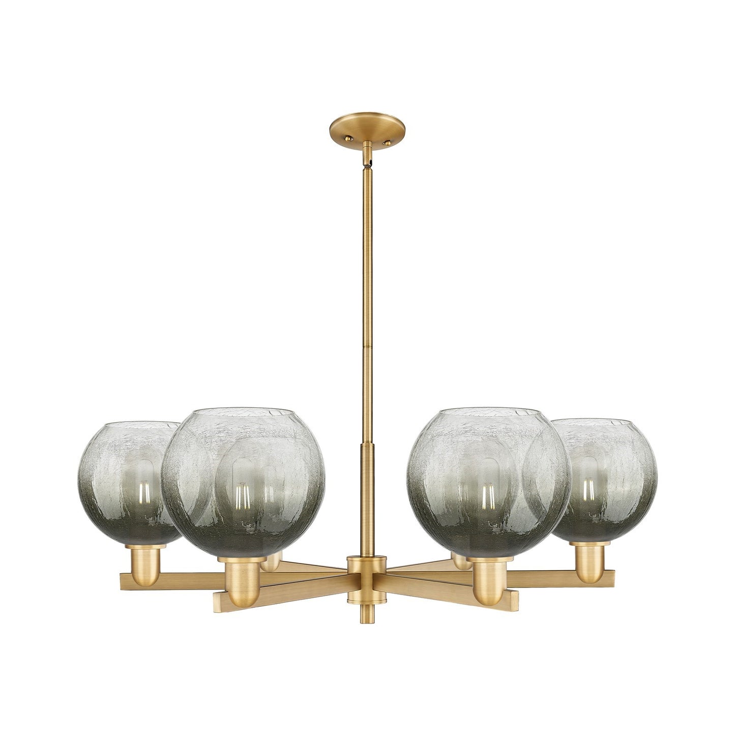 Innovations Brookhaven Globe 38in 6-Light Chandelier | Industrial Brushed Brass Steel and Slate Glass | Dining Room & Living | Model 716-6CR-BB-G483-8SL
