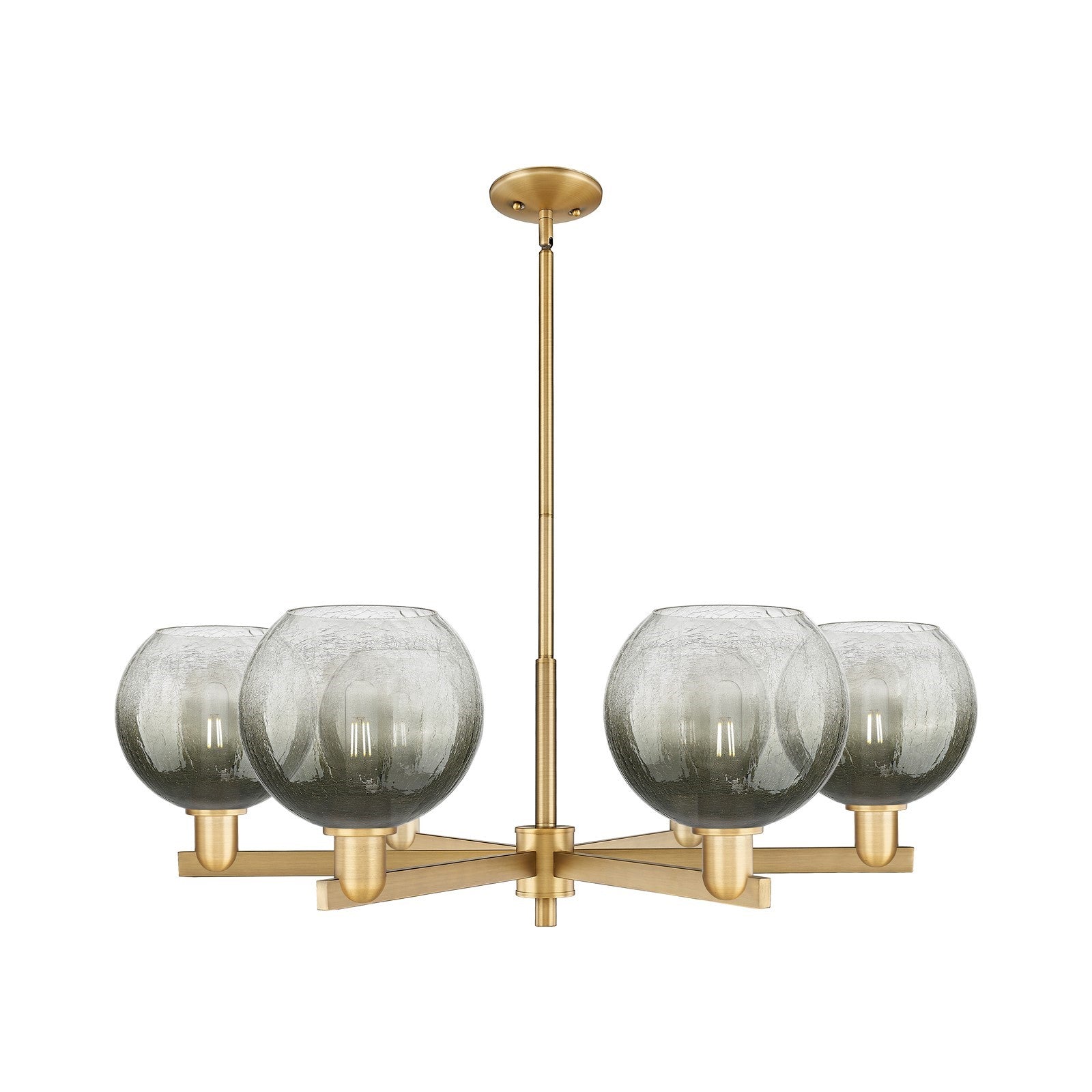 Innovations Brookhaven Globe 38in 6-Light Chandelier | Industrial Brushed Brass Steel and Slate Glass | Dining Room & Living | Model 716-6CR-BB-G483-8SL