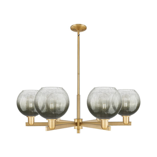 Innovations Brookhaven Globe 38in 6-Light Chandelier | Industrial Brushed Brass Steel and Slate Glass | Dining Room & Living | Model 716-6CR-BB-G483-8SL