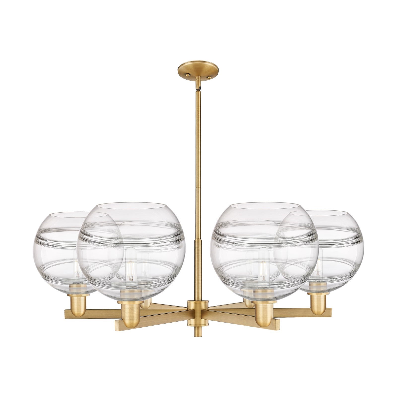 Innovations Rochester 40in 6-Light Chandelier | Industrial Brushed Brass Steel and Clear Glass | Dining Room & Living Room | Model 716-6CR-BB-G556-10CL