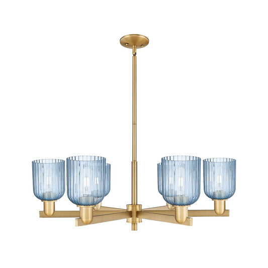 Innovations Bridal Veil 6Lt 35" Stem Chandelier, BB/Blue - 716-6CR-BB-G559-5BL