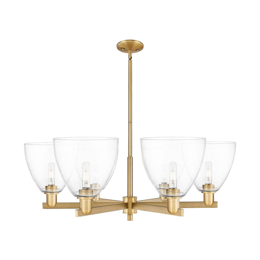 Innovations Bristol 39in 6-Light Chandelier | Industrial Brushed Brass Steel and Clear Glass | Dining Room & Living Room | Model 716-6CR-BB-GBD-92