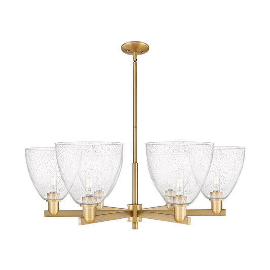 Innovations Bristol 39in 6-Light Chandelier | Industrial Brushed Brass and Seedy Glass | Dining Room & Living Room | Model 716-6CR-BB-GBD-94
