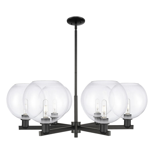 Innovations Athens 40in 6-Light Chandelier | Industrial Matte Black Steel and Clear Glass | Dining Room & Living Room | Model 716-6CR-BK-G122-10