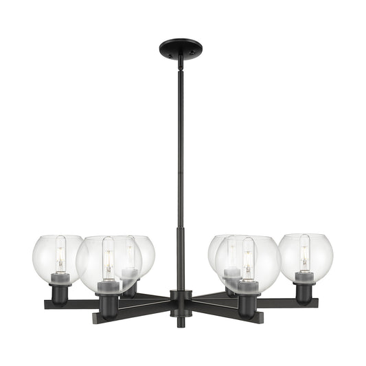 Innovations Athens 36in 6-Light Chandelier | Industrial Matte Black Steel and Clear Glass | Dining Room & Living Room | Model 716-6CR-BK-G122-6