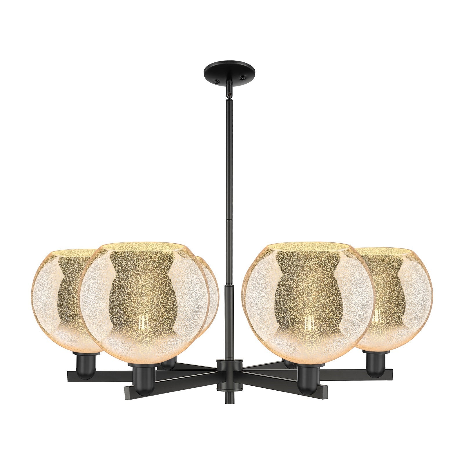Innovations Athens 40in 6-Light Chandelier | Industrial Matte Black Steel and Mercury Glass | Dining Room & Living Room | Model 716-6CR-BK-G128-10