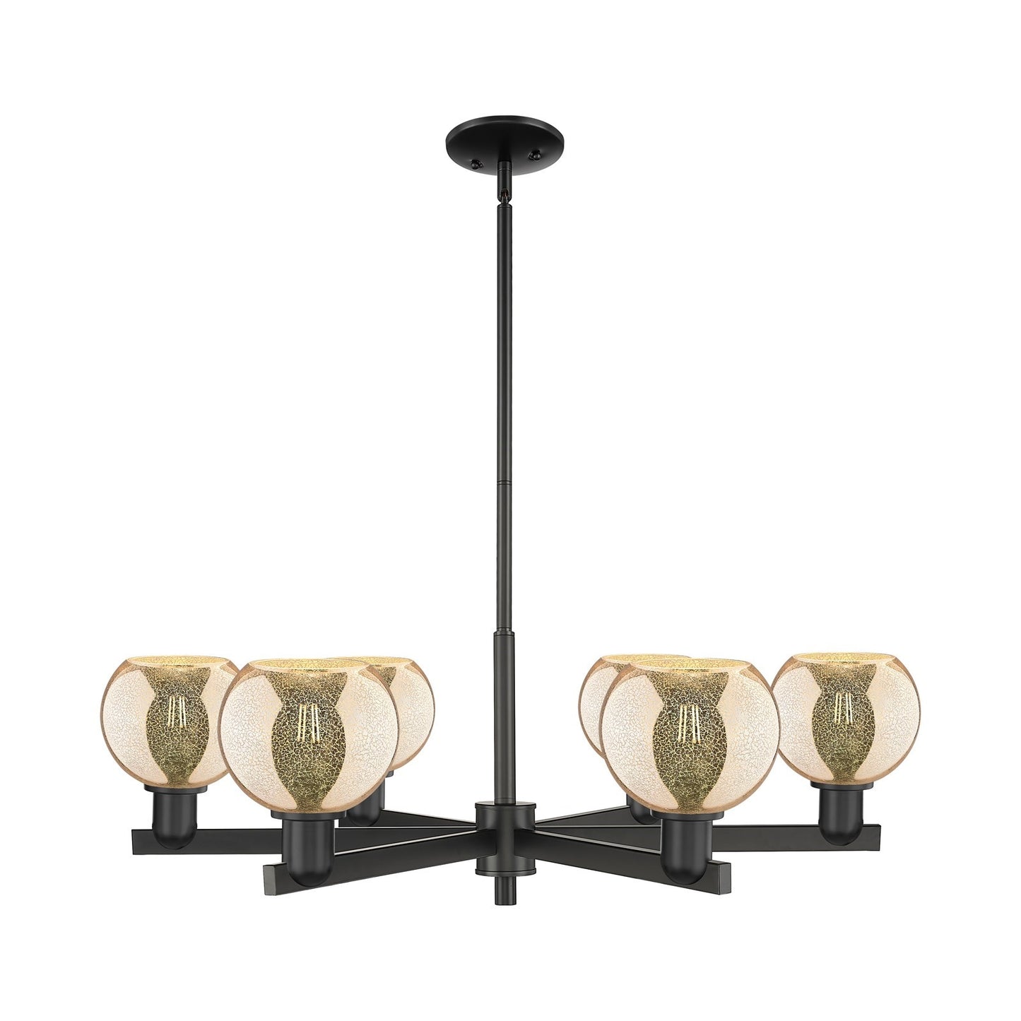 Innovations Athens 36in 6-Light Chandelier | Industrial Matte Black Steel and Mercury Glass | Dining Room & Living Room | Model 716-6CR-BK-G128-6