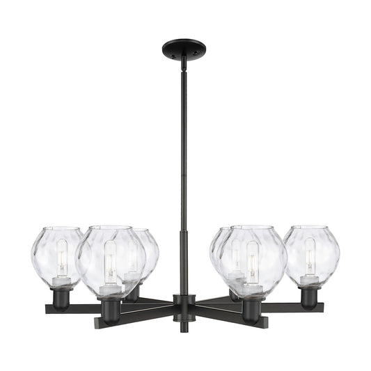 Innovations Waverly 36in 6-Light Chandelier | Industrial Matte Black Steel and Clear Glass | Dining Room & Living Room | Model 716-6CR-BK-G362