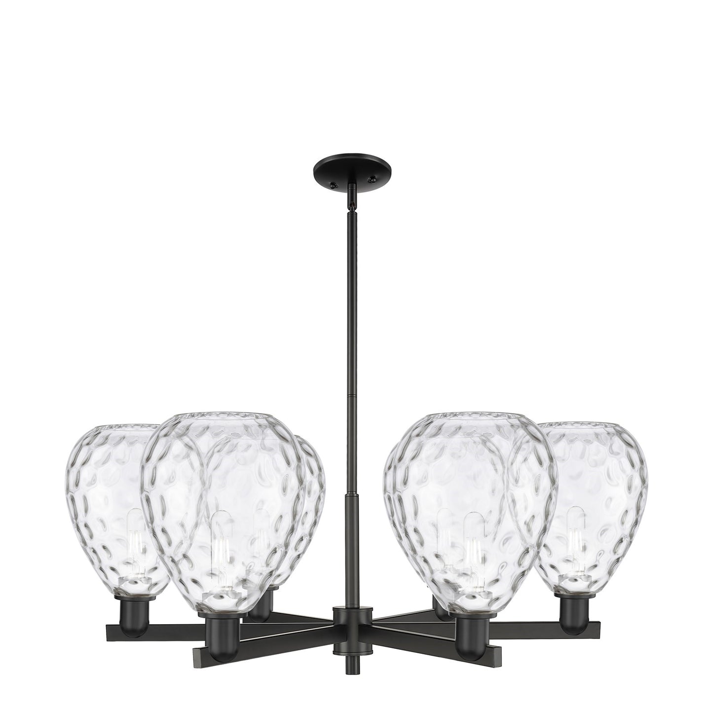 Innovations Waverly 38in 6-Light Chandelier | Industrial Matte Black Steel and Clear Glass | Dining Room & Living Room | Model 716-6CR-BK-G372