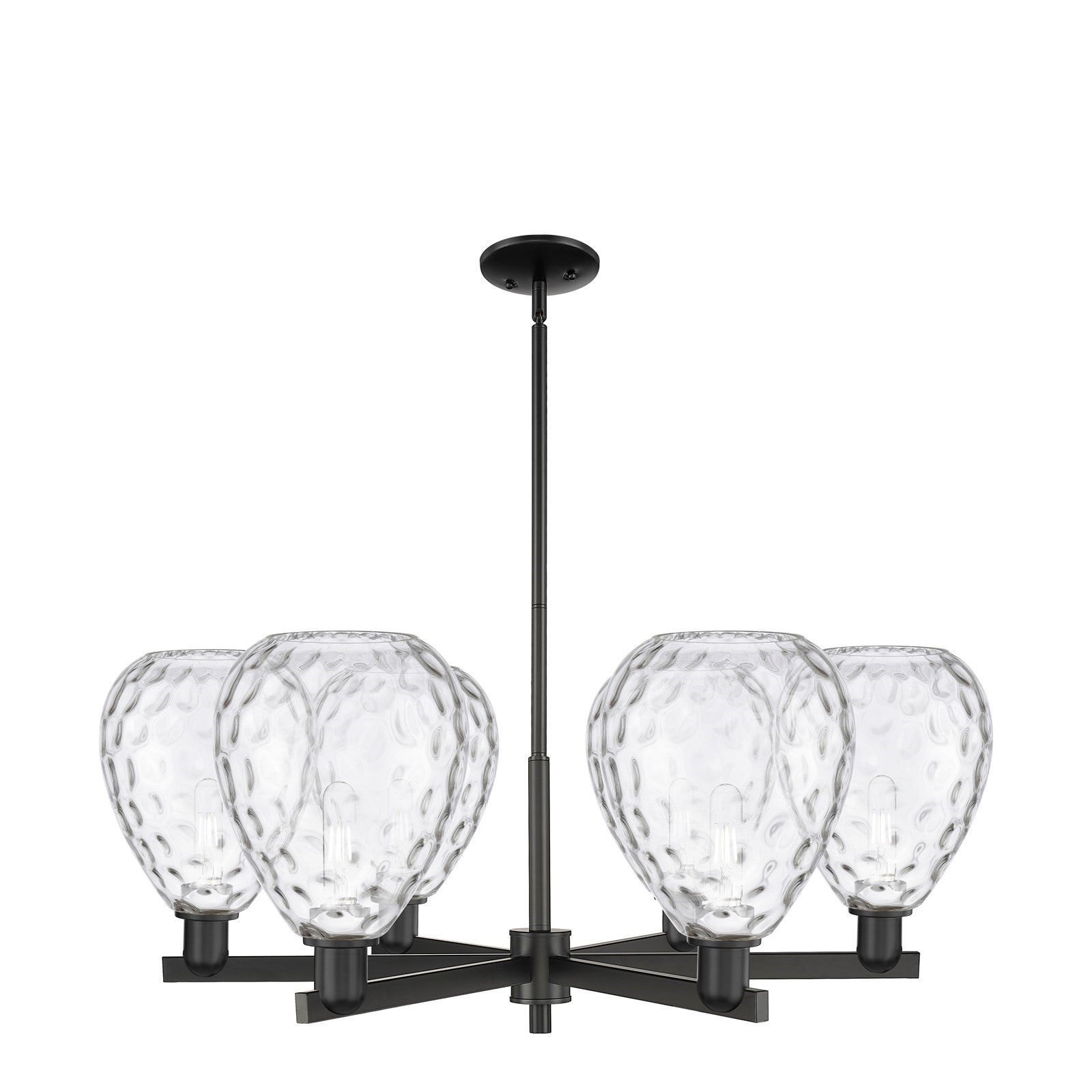 Innovations Waverly 38in 6-Light Chandelier | Industrial Matte Black Steel and Clear Glass | Dining Room & Living Room | Model 716-6CR-BK-G372