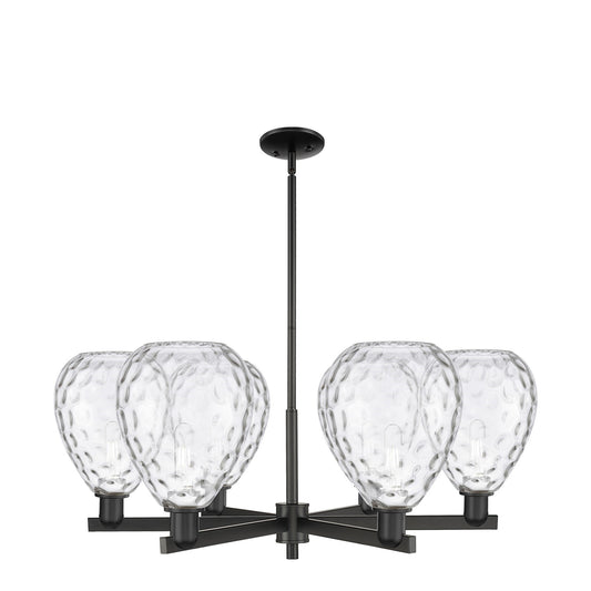 Innovations Waverly 38in 6-Light Chandelier | Industrial Matte Black Steel and Clear Glass | Dining Room & Living Room | Model 716-6CR-BK-G372