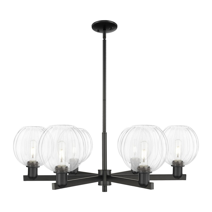 Innovations Preston 6Lt 24" Globe Stem Chandelier, BK/CL - 716-6CR-BK-G458-7CL