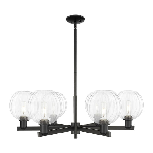 Innovations Preston 6Lt 24" Globe Stem Chandelier, BK/CL - 716-6CR-BK-G458-7CL