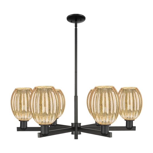 Innovations Preston 6Lt 24" Bell Stem Chandelier, BK/MC - 716-6CR-BK-G459-6ME