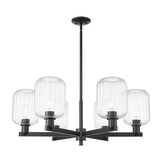 Innovations Preston 6Lt 24" Jar Stem Chandelier, BK/Clear - 716-6CR-BK-G460-7CL