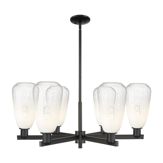 Innovations BH Almond 6Lt 24" Stem Chandelier, BK/OP - 716-6CR-BK-G480-6OP