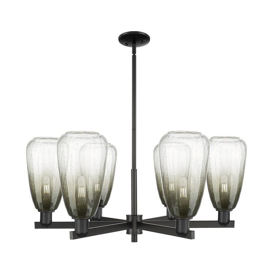 Innovations BH Almond 6Lt 24" Stem Chandelier, BK/SL - 716-6CR-BK-G480-6SL