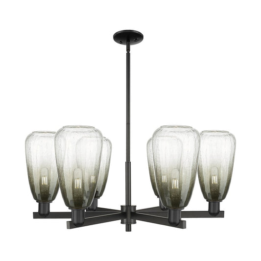 Innovations BH Almond 6Lt 24" Stem Chandelier, BK/SL - 716-6CR-BK-G480-6SL