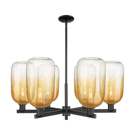 Innovations BH Cloche 6Lt 24" Stem Chandelier, BK/AM - 716-6CR-BK-G482-7AM