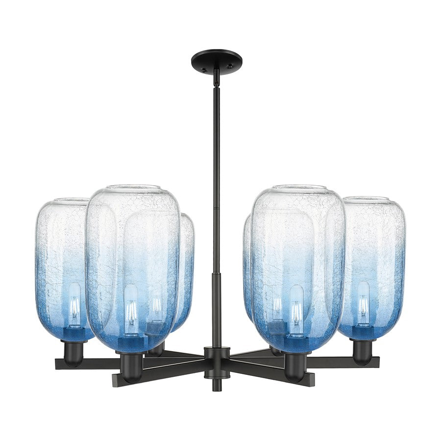 Innovations BH Cloche 6Lt 24" Stem Chandelier, BK/SB - 716-6CR-BK-G482-7SB