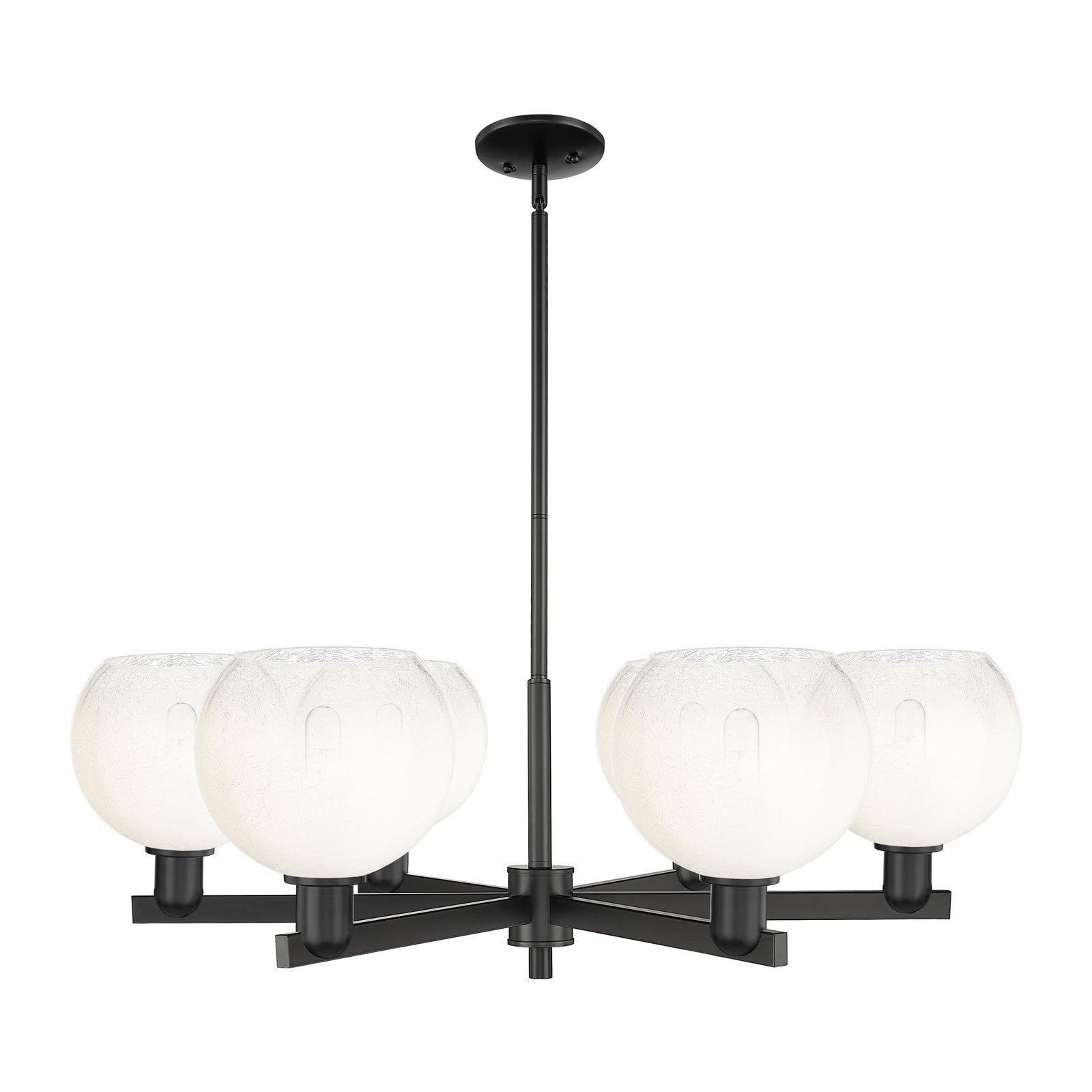 Innovations Brookhaven Globe 38in 6-Light Chandelier | Industrial Matte Black Steel and Opal Glass | Dining Room & Living Room | Model 716-6CR-BK-G483-8OP