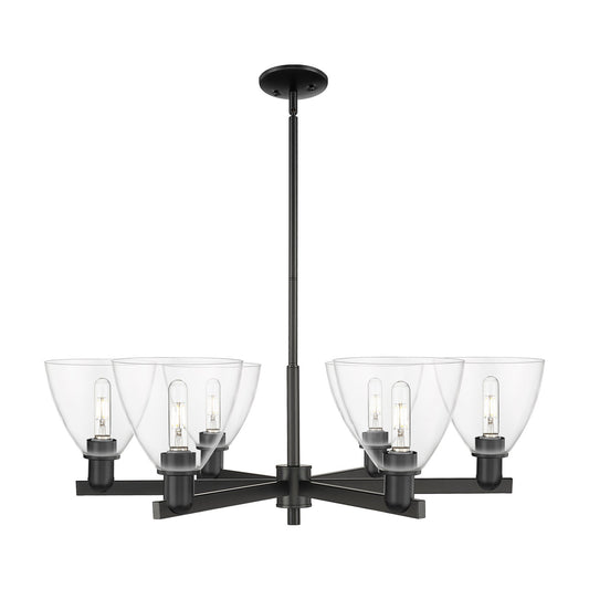 Innovations Bristol 37in 6-Light Chandelier | Industrial Matte Black Steel and Clear Glass | Dining Room & Living Room | Model 716-6CR-BK-GBD-752