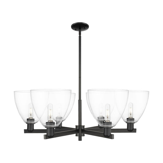 Innovations Bristol 39in 6-Light Chandelier | Industrial Matte Black Steel and Clear Glass | Dining Room & Living Room | Model 716-6CR-BK-GBD-92