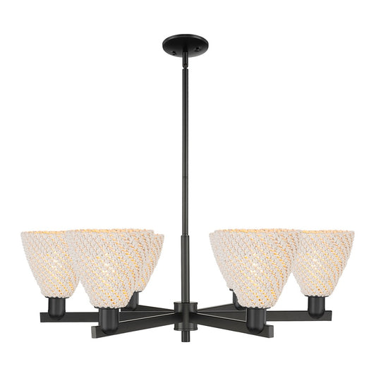 Innovations NB Dome 6Lt 24" Chandelier, BK/NF - 716-6CR-BK-NBD-75-NAT