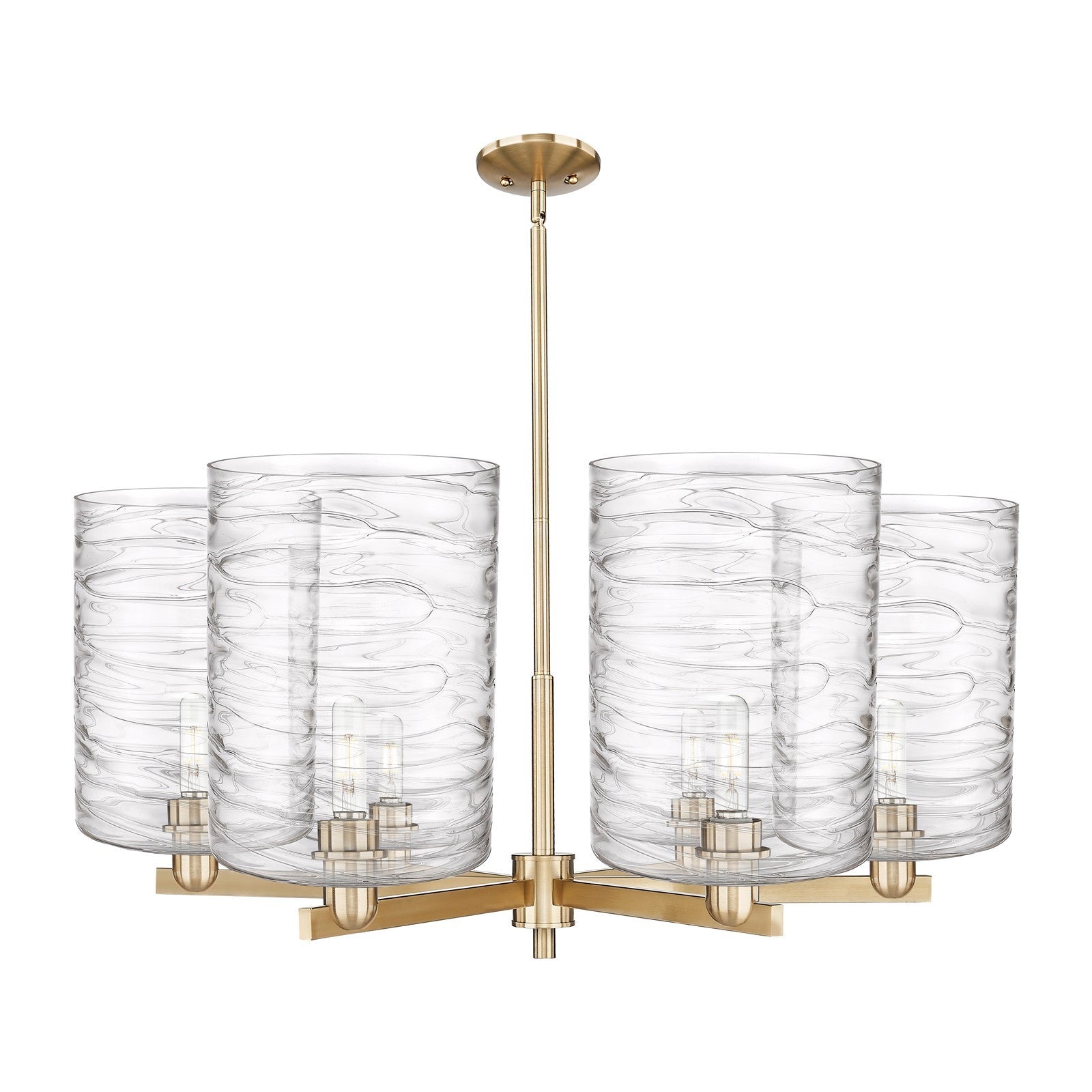 Innovations Cobbleskill 39in 6-Light Chandelier | Industrial Champagne Bronze Steel and Deco Swirl Glass | Dining Room & Living | Model 716-6CR-CB-G1113-L