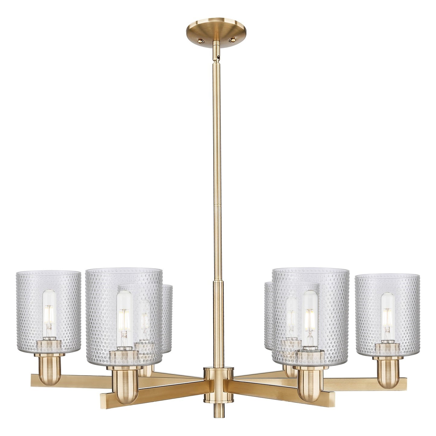 Innovations Cobbleskill 35in 6-Light Chandelier | Industrial Champagne Bronze Steel and Clear Glass | Dining Room & Living Room | Model 716-6CR-CB-G112