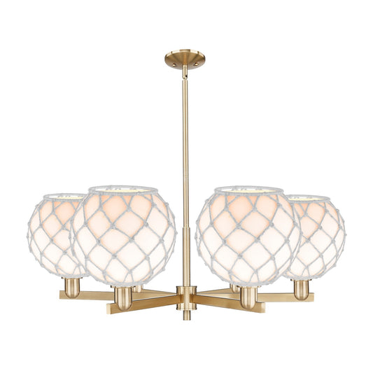 Innovations Farmhouse Rope 40in 6-Light Chandelier | Industrial Champagne Bronze Steel and White Glass with Rope | Dining | Model 716-6CR-CB-G121-10RW
