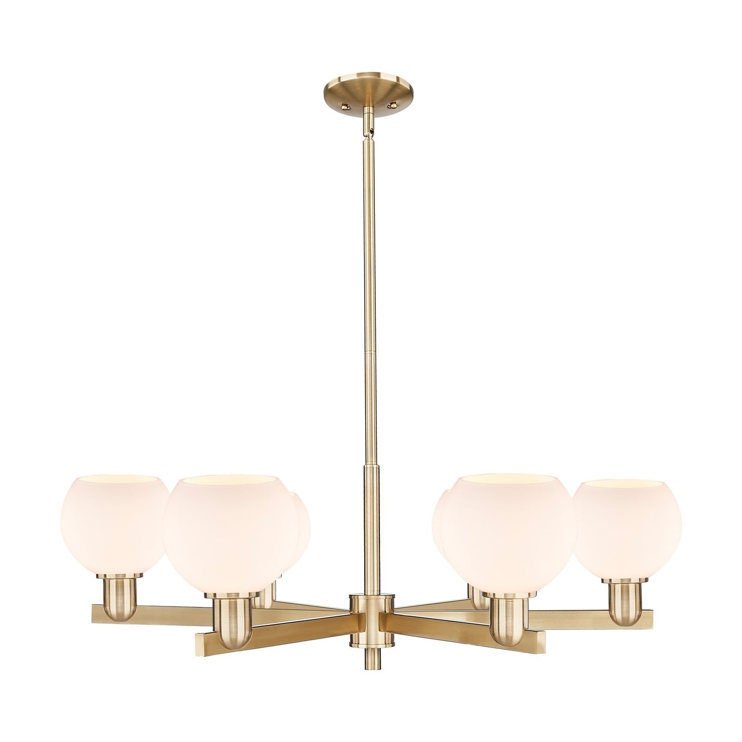 Innovations Athens 36in 6-Light Chandelier | Industrial Champagne Bronze Steel and Matte White Glass | Dining Room & Living Room | Model 716-6CR-CB-G121-6