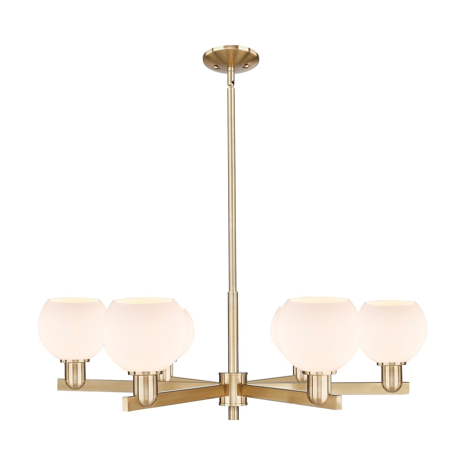 Innovations Athens 36in 6-Light Chandelier | Industrial Champagne Bronze Steel and Matte White Glass | Dining Room & Living Room | Model 716-6CR-CB-G121-6