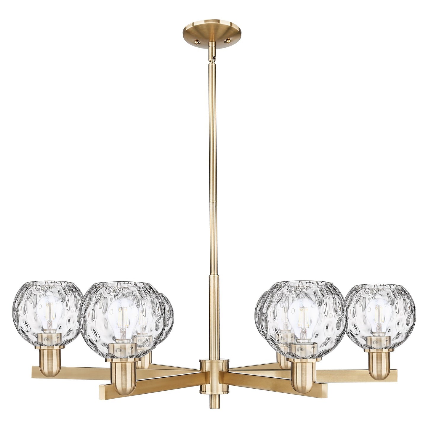 Innovations Athens Water Glass 36in 6-Light Chandelier | Industrial Champagne Bronze Steel and Clear Glass | Dining Room & | Model 716-6CR-CB-G1215-6