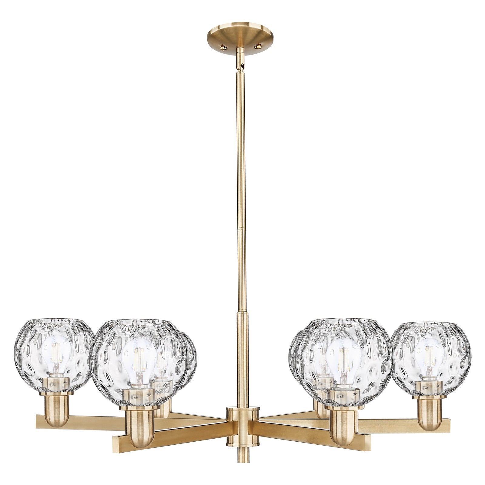 Innovations Athens Water Glass 36in 6-Light Chandelier | Industrial Champagne Bronze Steel and Clear Glass | Dining Room & | Model 716-6CR-CB-G1215-6
