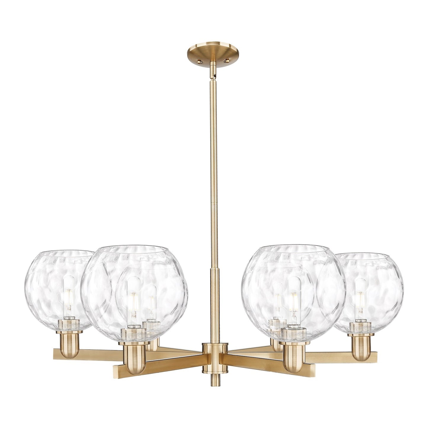 Innovations Athens Water Glass 38in 6-Light Chandelier | Industrial Champagne Bronze Steel and Clear Glass | Dining Room & | Model 716-6CR-CB-G1215-8