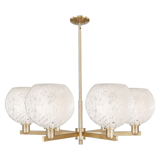 Innovations Lighting White Mouchette 40in 6-Light Chandelier | Industrial Champagne Bronze Steel and White Glass | Dining | Model 716-6CR-CB-G1216-10WM