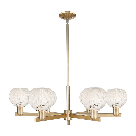 Innovations Lighting Arcadia 36in 6-Light Chandelier | Industrial Champagne Bronze Steel and White Mouchette Glass | Dining | Model 716-6CR-CB-G1216-6WM