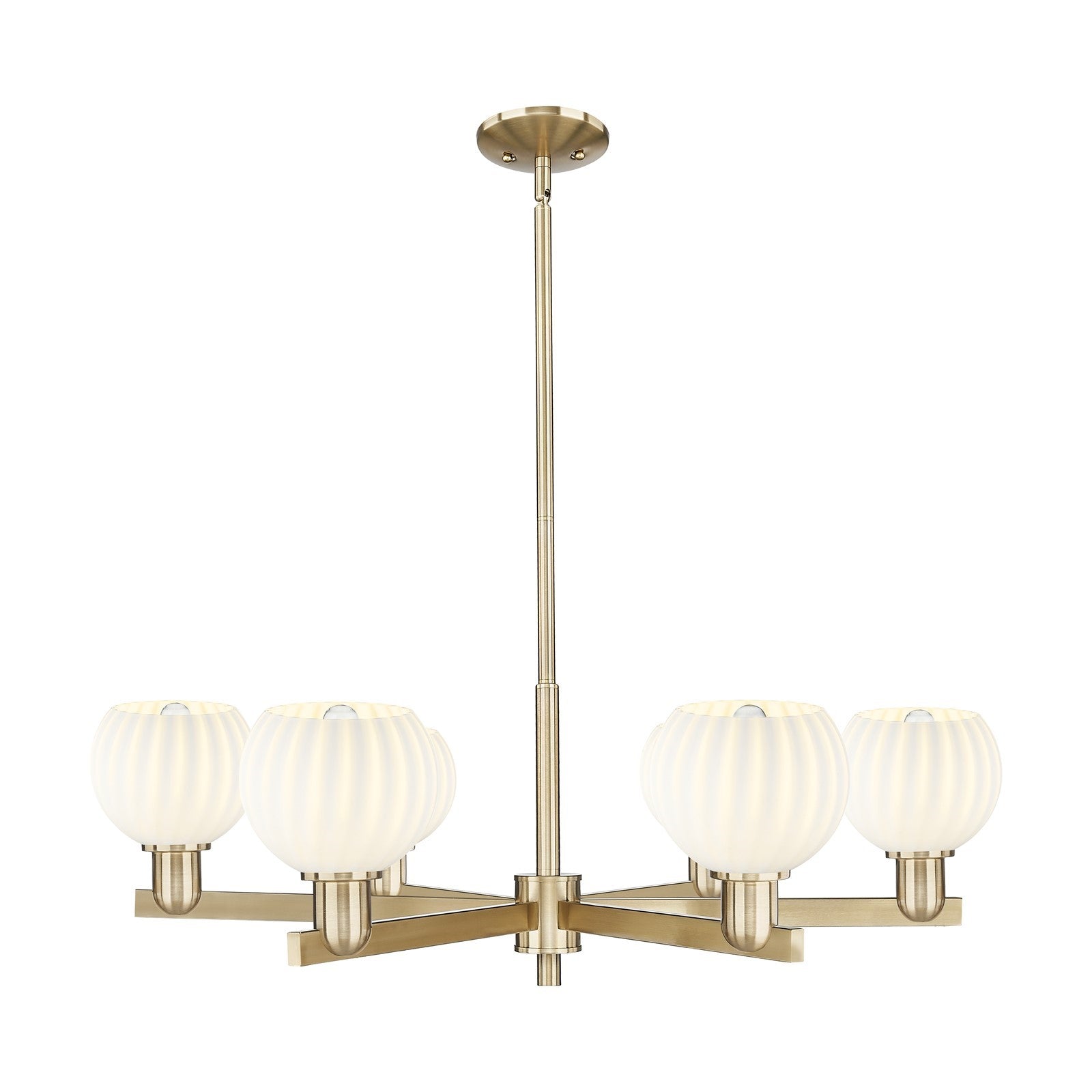 Innovations Lighting White Venetian 36in 6-Light Chandelier | Industrial Champagne Bronze Steel and White Glass | Dining Room | Model 716-6CR-CB-G1217-6WV