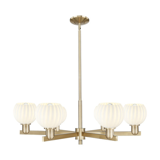 Innovations Lighting White Venetian 36in 6-Light Chandelier | Industrial Champagne Bronze Steel and White Glass | Dining Room | Model 716-6CR-CB-G1217-6WV