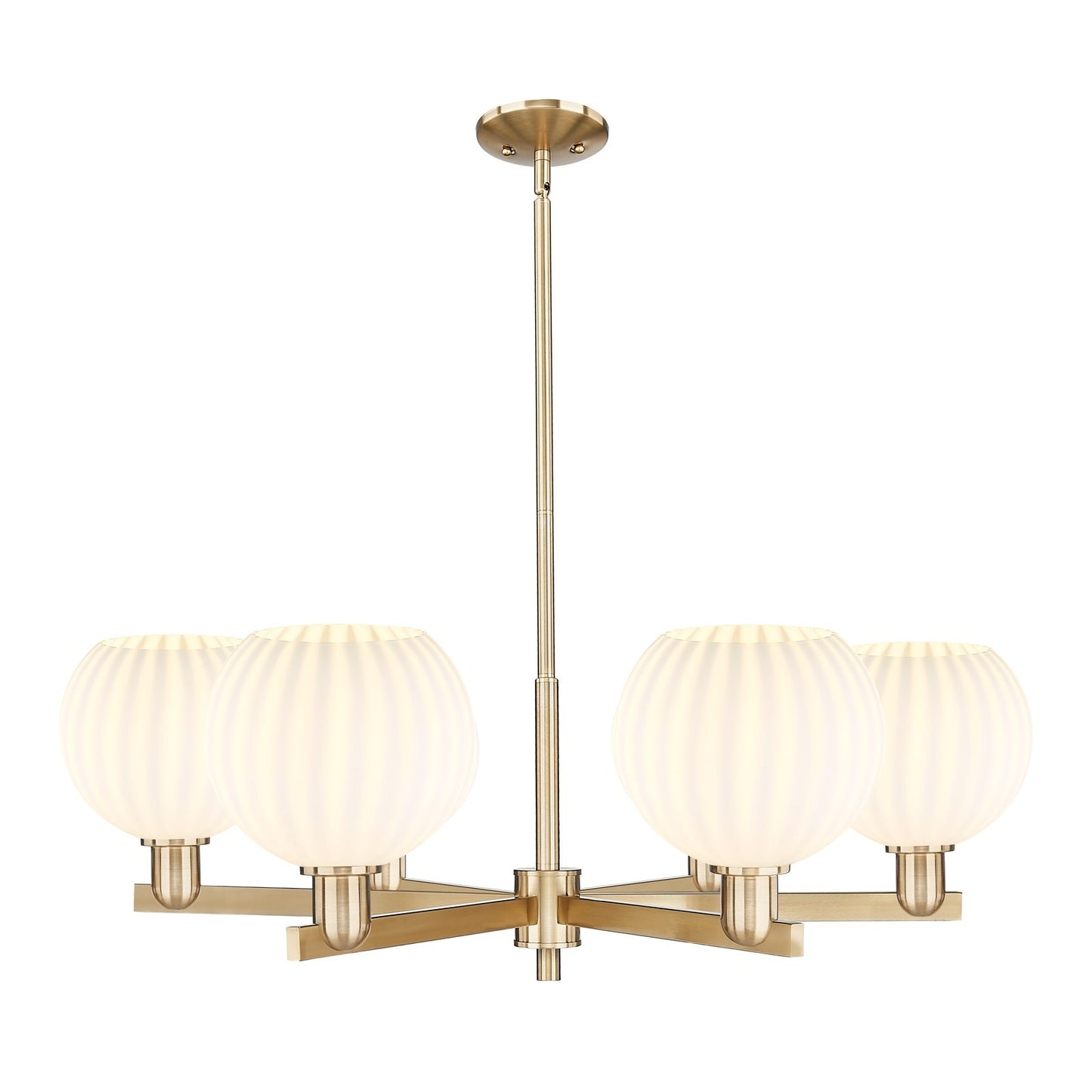 Innovations Lighting Arcadia 38in 6-Light Chandelier | Industrial Champagne Bronze Steel and White Venetian Glass | Dining | Model 716-6CR-CB-G1217-8WV