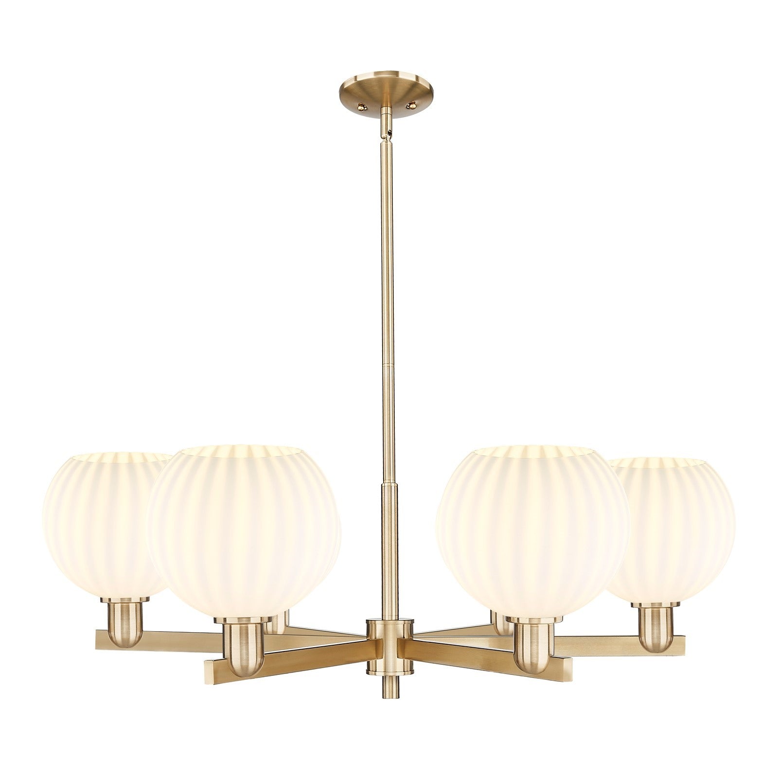 Innovations Lighting Arcadia 38in 6-Light Chandelier | Industrial Champagne Bronze Steel and White Venetian Glass | Dining | Model 716-6CR-CB-G1217-8WV
