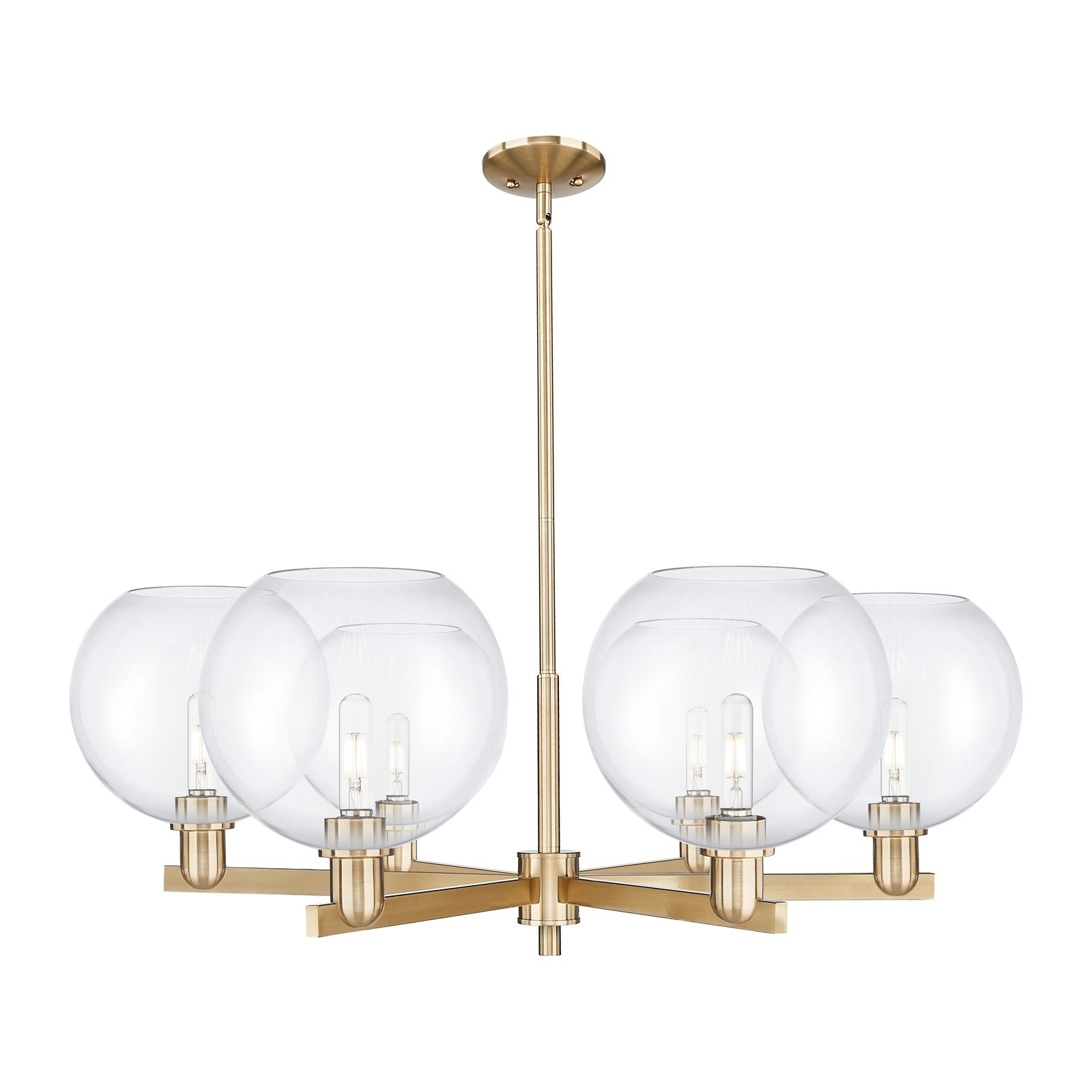 Innovations Athens 40in 6-Light Chandelier | Industrial Champagne Bronze Steel and Clear Glass | Dining Room & Living Room | Model 716-6CR-CB-G122-10